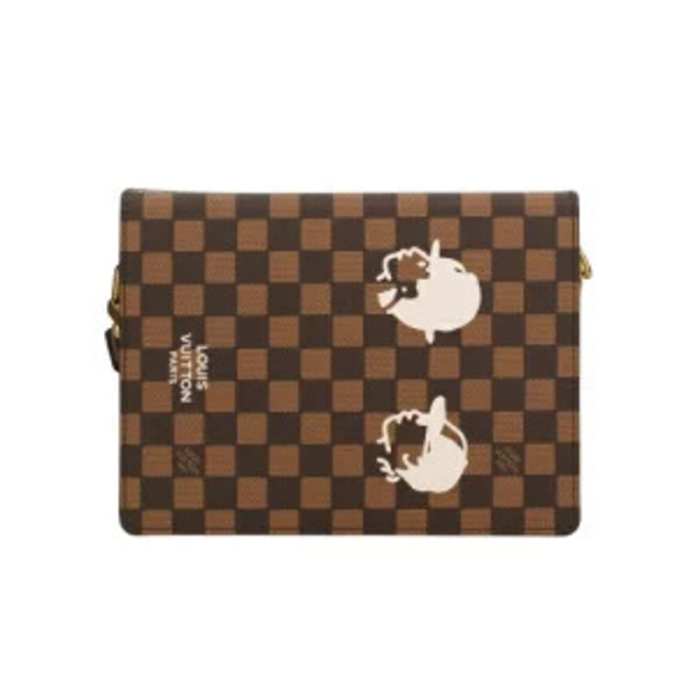 Louis Vuitton Damier Book Messenger Shoulder Bag Brown